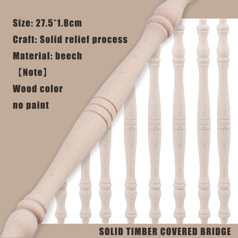 RDEXP 10.82inch/27.5cm Wood Spindles Length Unpainted Baluster for Home Decorative Craft Set of 4 - Image 2